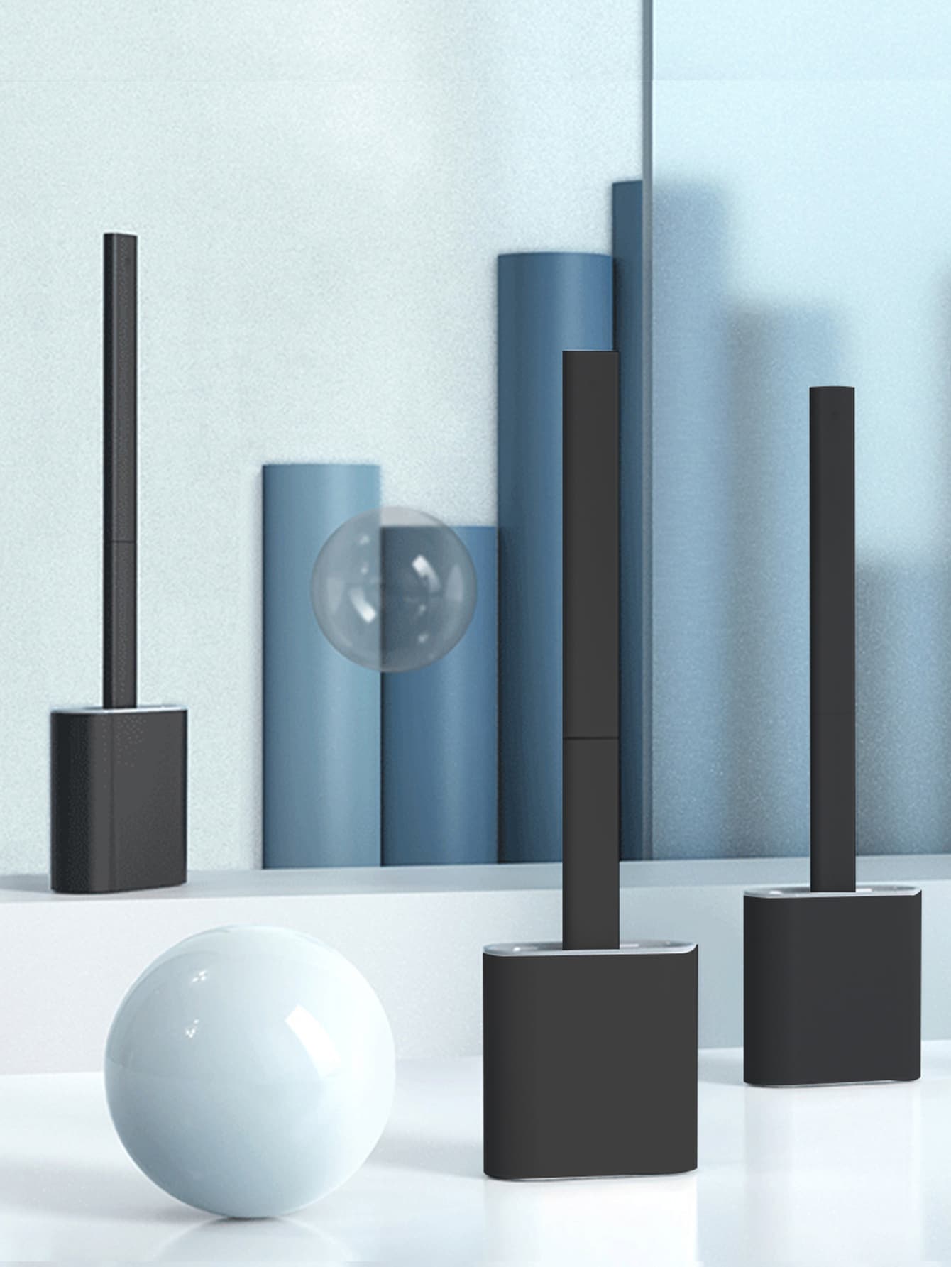 1 件硅胶马桶清洁刷浴室装饰 - 黑色 - 查看 1