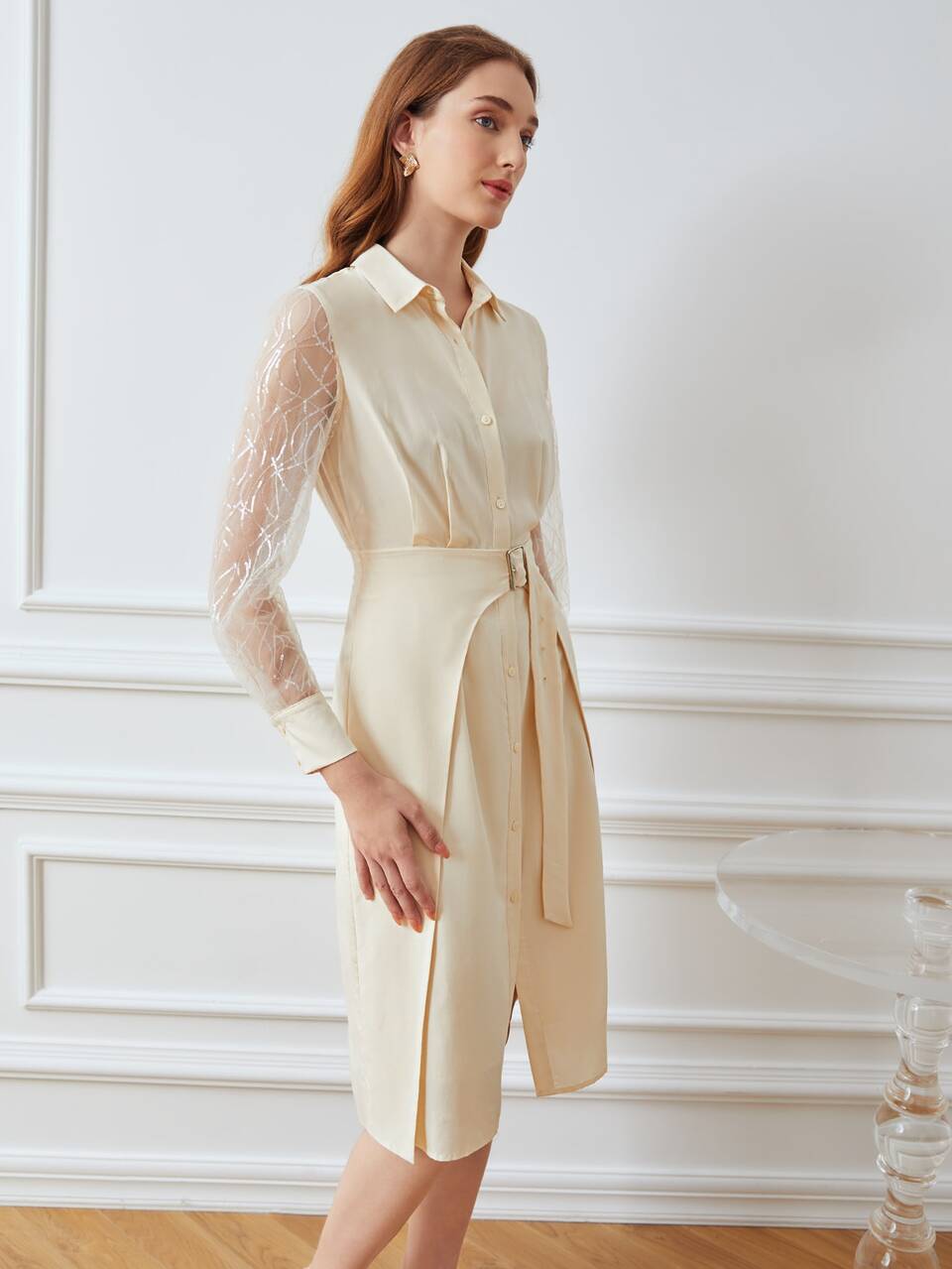 MOTF VISCOSE LACE SHIRT DRESS