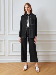 MOTF PREMIUM Pantalones punta superior ancho - Negro - Ver 4