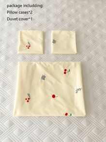 櫻桃刺繡被套套裝不附帶內芯 - 米色 - 查看 6