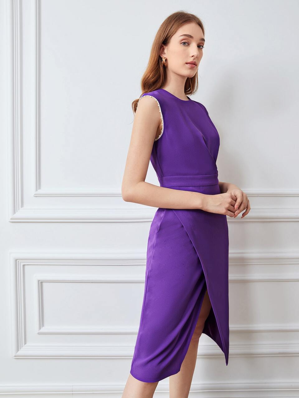 MOTF PEARL TRIM FITTED DRESS