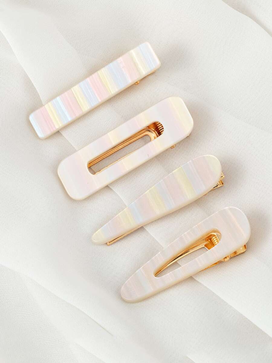 4入組幾何設計鴨嘴夾 - 彩色 - 查看 1