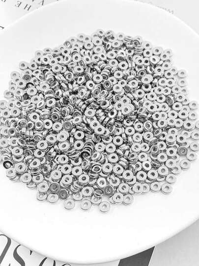200pcs 6mm Flat Round Plastic Beads Spacer Discs For Diy Bracelet, Necklace, Earring Making