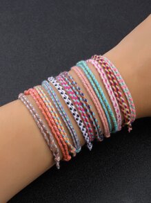 Fashionable and Popular 12pcs Men Braided Detail Bracelet for Jewelry Gift and for a Stylish Look - Multicolor - View 4