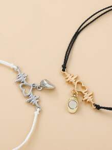 2 piezas Pulsera magnética con diseño de latido del corazón en pareja, para San Valentín, mamá, madre, Día de la Madre, regalo