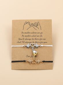 2 piezas Pulsera magnética con diseño de latido del corazón en pareja, para San Valentín, mamá, madre, Día de la Madre, regalo