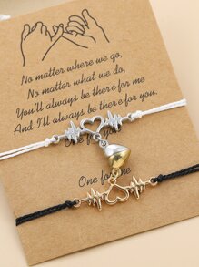2 piezas Pulsera magnética con diseño de latido del corazón en pareja, para San Valentín, mamá, madre, Día de la Madre, regalo