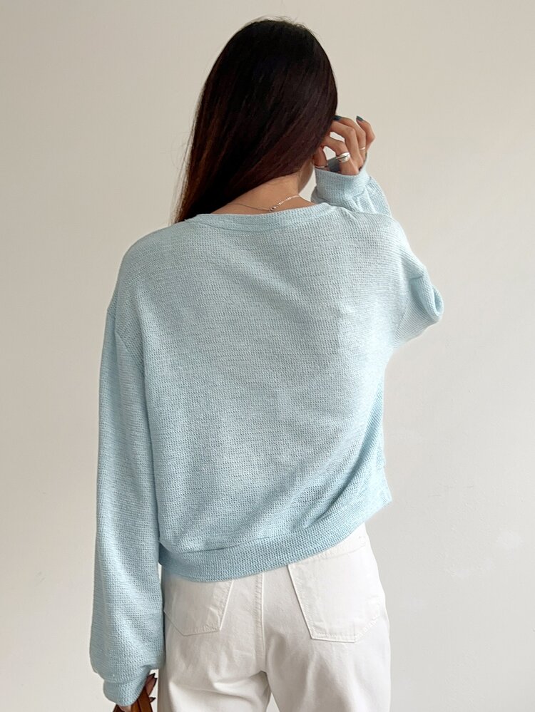 Drop Shoulder V Neck Sweatshirt