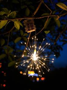 1 pc 90/120/150 LED String Light Multifungsi Dengan Bulb Berbentuk Kembang Api - Kuning - View 4