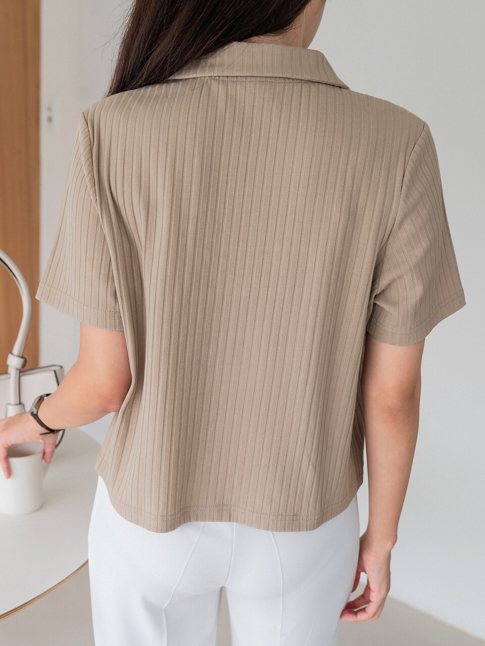 Half Button Placket Tee,Business Casual Women