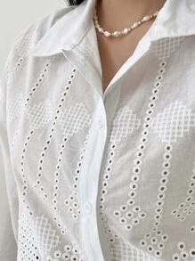 DAZY Chemise À Bordure En Dentelle Brodée Œillet