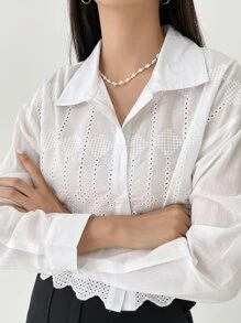 DAZY Chemise À Bordure En Dentelle Brodée Œillet