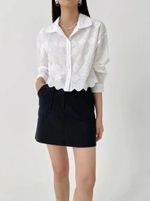 DAZY Chemise À Bordure En Dentelle Brodée Œillet