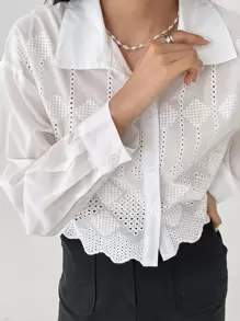 DAZY Chemise À Bordure En Dentelle Brodée Œillet