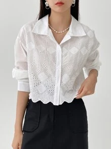 DAZY Chemise À Bordure En Dentelle Brodée Œillet
