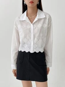 DAZY Chemise À Bordure En Dentelle Brodée Œillet