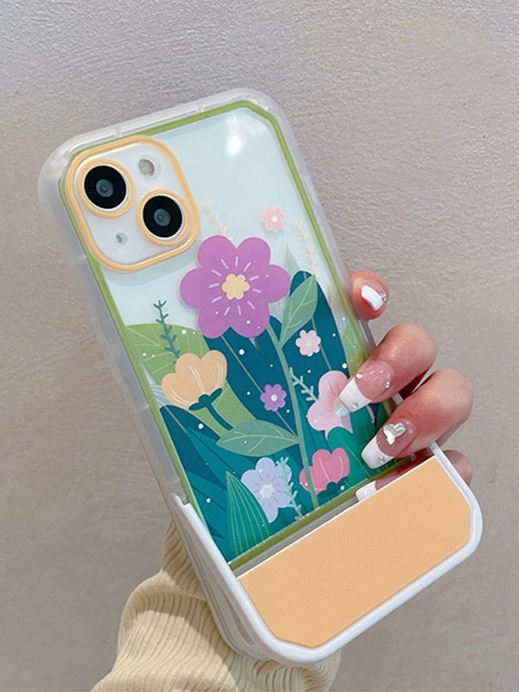 con estampado de flor Funda para móvil con invisible Soporte - Multicolor - Ver 1