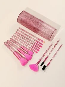 便携式化妆刷+水桶 12支装软毛面部全套化妆工具，化妆刷/美容刷，刷子套装，化妆刷套装，化妆刷套装，全套化妆工具，化妆刷套装，全套化妆工具，刷子套装，化妆刷套装，化妆礼品套装，套装，赠品，专业化妆刷，全套化妆工具 - 玫紅色 - 查看 1