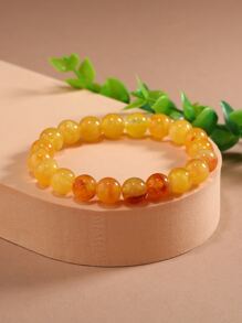 極簡風格串珠手鏈 - 黃色 - 查看 3