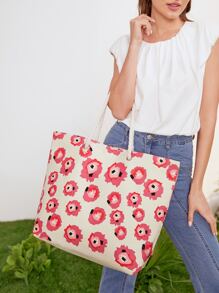 Bolsa de compras con estampado - Rosa - Ver 3
