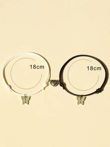 2pcs Couple Glow In The Dark Butterfly Charm Magnetic Bracelet - Multicolor - View 3
