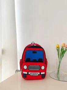 Niños Mochila con estampado de coche de dibujos animados - Rojo - Ver 1