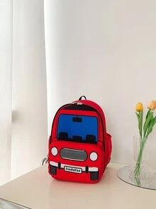 Niños Mochila con estampado de coche de dibujos animados - Rojo - Ver 6