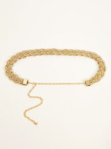 优雅编织细节链条腰带，适合万圣节夏季、秋季、秋季、万圣节 - 金色 - 查看 3