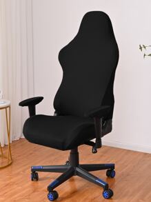 1pc Milk Silk E-Sports Chair Cover, Solid Color High Elasticity Anti-Dirty Anti-Scratch Office Boss Gaming Chair Dust Cover - Black - View 2