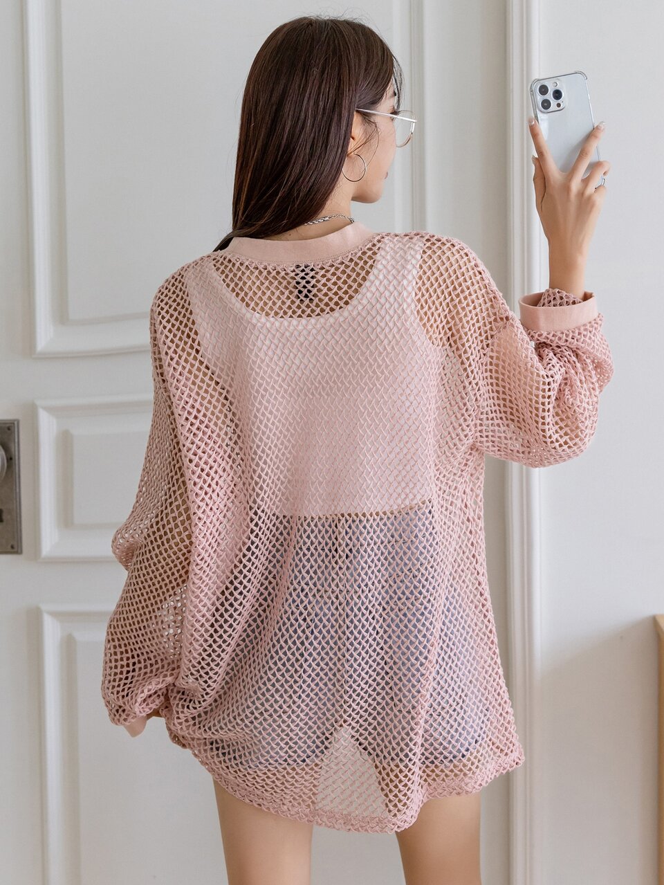 Hollow Out Drop Shoulder Top Without Bra