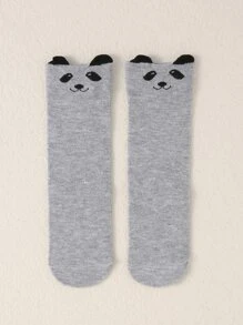 1pair Baby Animal Graphic Over The Knee Socks - Grey - View 2