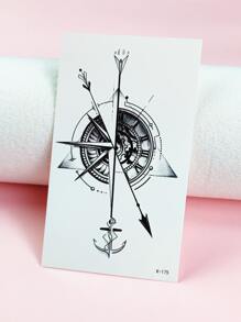 2 feuilles Sticker de tatouages à motif d'ancre - Noir - Voir 5