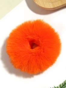1pc Fluffy Scrunchie Hair Scrunchies Hair Accessory Cute, Dopamine Hair Ties Scrunchy Hair Ties - Orange - View 3
