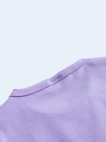 少女卡通圖形緊身睡衣套裝 - 紫丁香色 - 查看 3