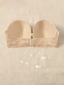 Áo ngực có gọng dạng ống ren hoa lớn với 1 đôi dây đai tuyệt vời - Màu be - Xem 2