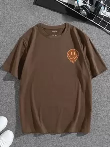 Men Cartoon & Slogan Graphic Tee - Coffee Brown - View 2