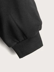CovetEZ Sudadera con capucha y cremallera con diseño de esqueleto de strass y hombros caídos, talla grande - Negro - Ver 3