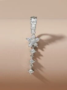 完美穿孔方晶锆石花朵装饰肚脐环不锈钢男女皆宜无需穿孔隔膜身体首饰情人节、妈妈、母亲、母亲节、礼物 - 無色 - 查看 2