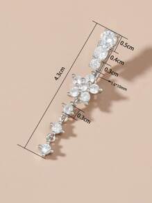 完美穿孔方晶锆石花朵装饰肚脐环不锈钢男女皆宜无需穿孔隔膜身体首饰情人节、妈妈、母亲、母亲节、礼物 - 無色 - 查看 4