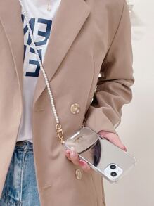 Ốp lưng điện thoại tráng gương chống rơi có dây đeo cổ bằng acrylic tương thích với iPhone 17 Pro Max/17 Pro, 16 Pro Max/16/16 Pro/16 Plus, 15/15 Pro Max/15 Pro/15 Plus, 11/12/13/14 Pro Max, XS/XR/11 Pro/11 Pro Max, 12 Pro/12 Pro Max, 13 Pro/13 Pro Max, 7 Plus, 14 Pro/14 Pro Max/14 Plus, Thiết kế sáng tạo tối giản - Bạc - Xem 2