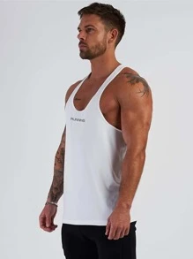 GymBeat Boyfriend Style Men Letter Graphic Sports Tank Top Workout Tops Tank Top Pack - White - View 3