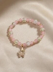 水鑽蝴蝶墜飾串珠手鏈