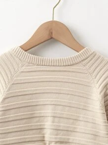 Girls Raglan Sleeve Curved Hem Jumper - Khaki - View 4