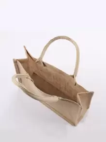 Túi mua sắm có tay cầm đôi tối giản Túi vải bố Túi vải đay Beach Eco Mua sắm lớn - Màu Khaki - Xem 2