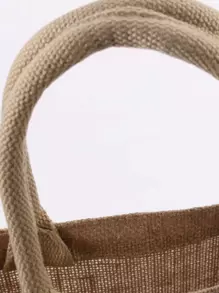 Túi mua sắm có tay cầm đôi tối giản Túi vải bố Túi vải đay Beach Eco Mua sắm lớn - Màu Khaki - Xem 3