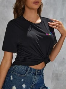 卡通圖案T恤 - 黑色 - 查看 5