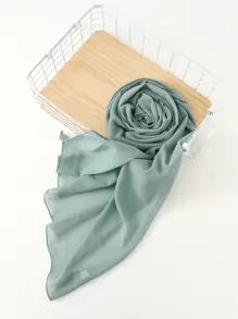 1 件女士纯色头巾雪纺围巾适合日常穿着 Abaya 配饰面纱服装女士面纱 - 青檸色 - 查看 3