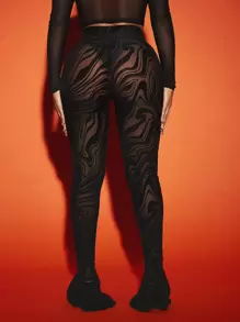SHEIN SXY Quần nữ cắt Đá hoa Gợi cảm - màu đen - Xem 2