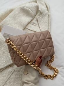 CONTAINEVERY Waterproof,Lightweight,Business Casual Quilted Chain Flap Square Bag For Teen Girls Women College Students,Rookies & White-collar Workers Perfect for Office,College,Work ,Business,Commute - Khaki - View 2