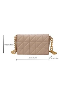 CONTAINEVERY Waterproof,Lightweight,Business Casual Quilted Chain Flap Square Bag For Teen Girls Women College Students,Rookies & White-collar Workers Perfect for Office,College,Work ,Business,Commute - Khaki - View 3